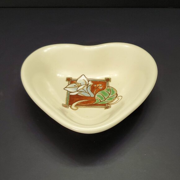 Pfaltzgraff Mission Flower Trinket Dish Heart Shaped Bowl - Picture 2 of 6